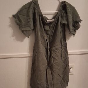 Olive Green Off-Shoulder Dress